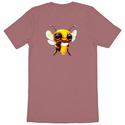 Bee Drinking Beer 1 Back T-shirt Homme à Col Rond