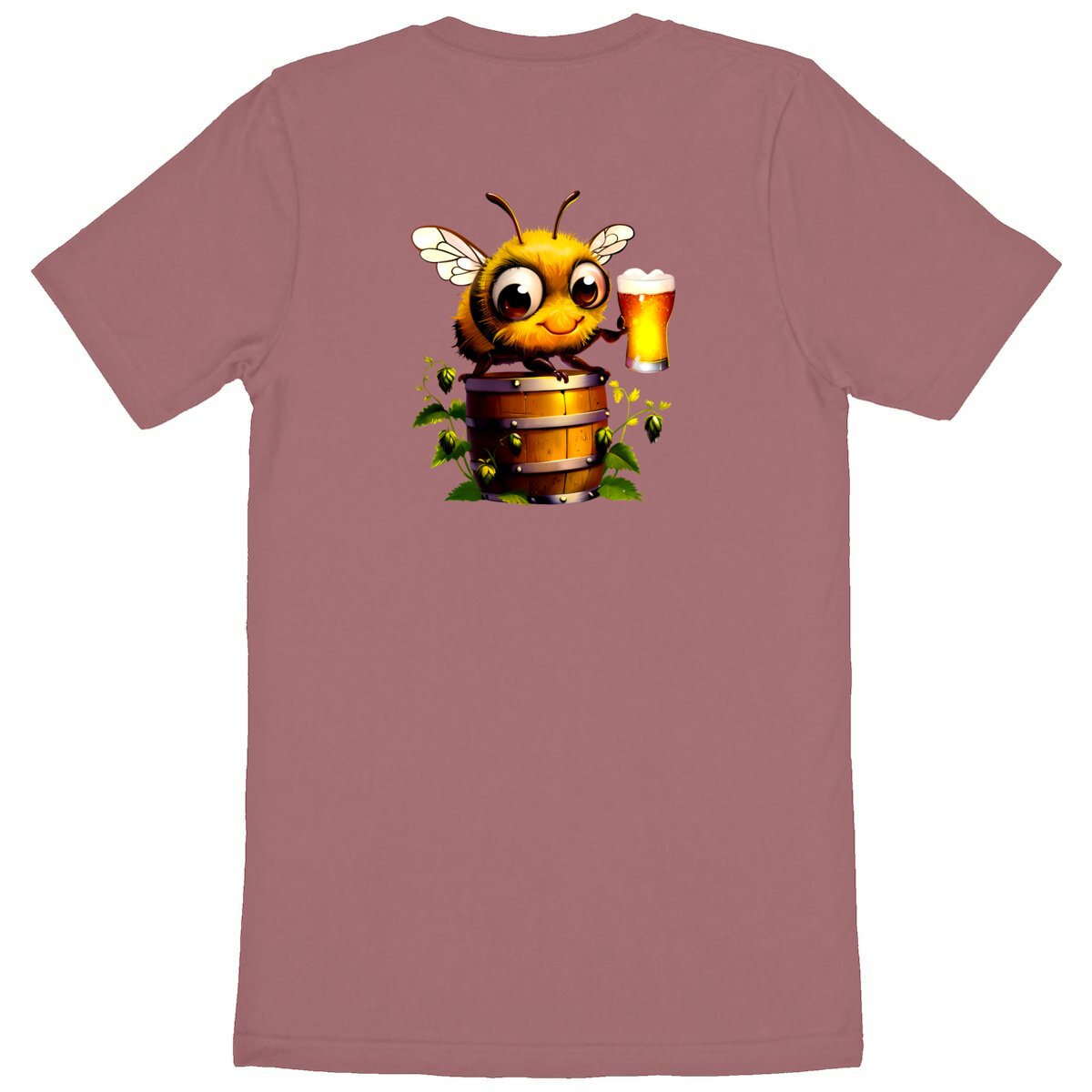 Bee Drinking Beer 2 Back T-shirt Homme à Col Rond