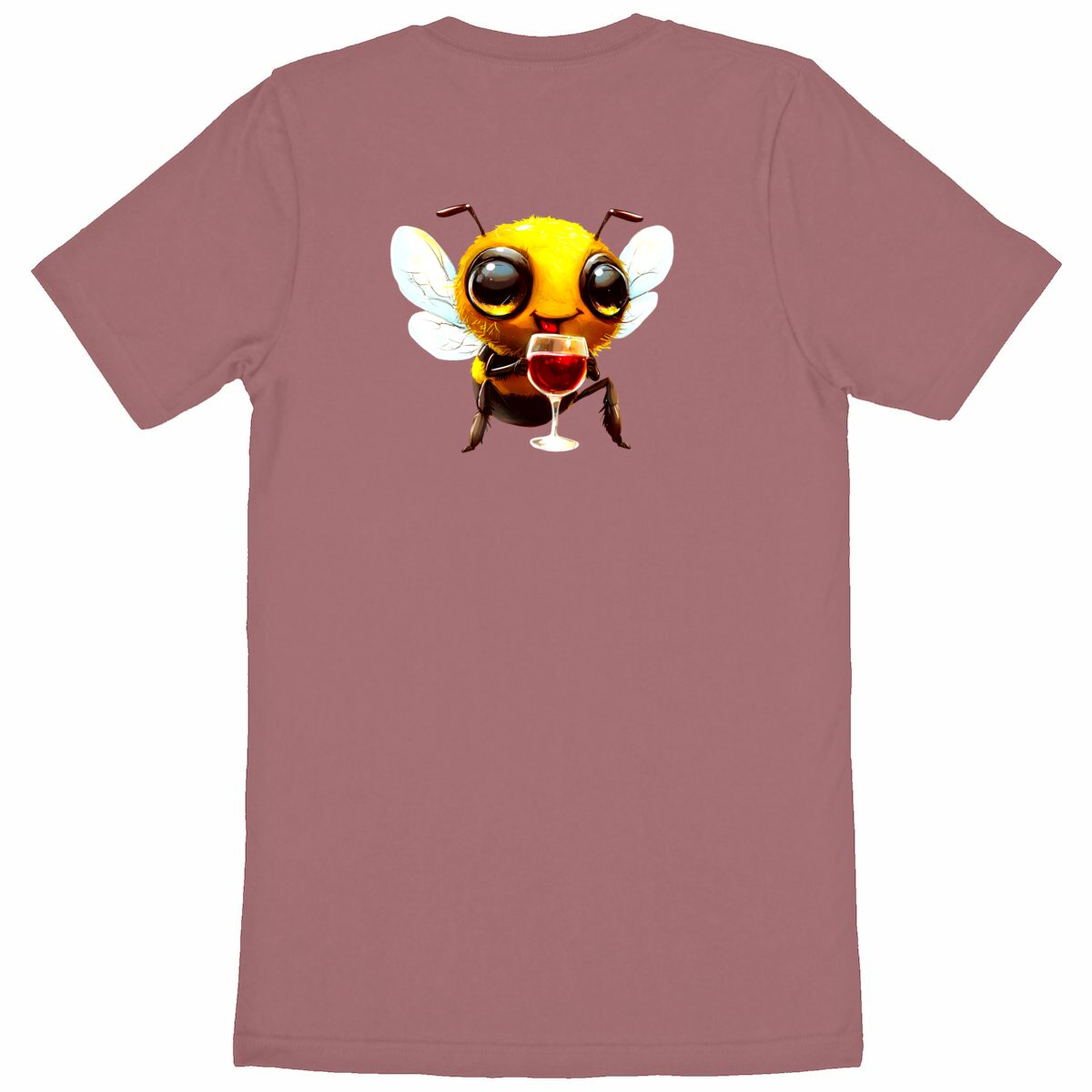 Bee Drinking Wine 1 Back T-shirt Homme à Col Rond