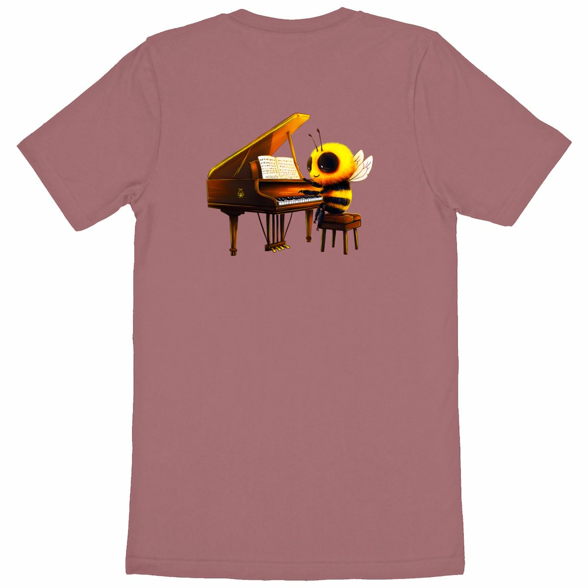 Piano Bee 1 Back T-shirt Homme à Col Rond