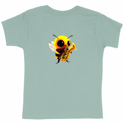 Saxophone Bee 1 Back T-shirt Enfant à Col Rond