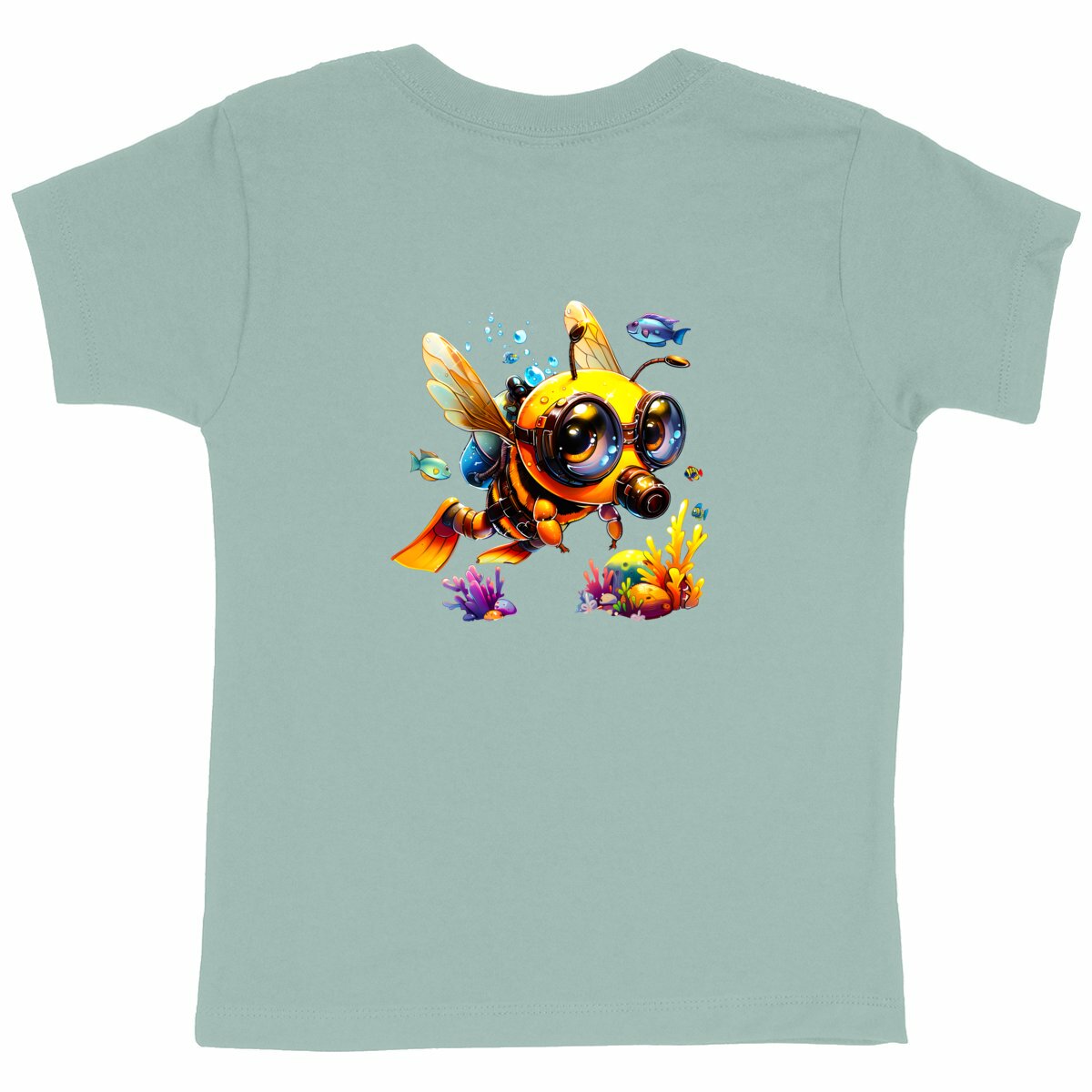 Diving Bee Back T-shirt Enfant à Col Rond