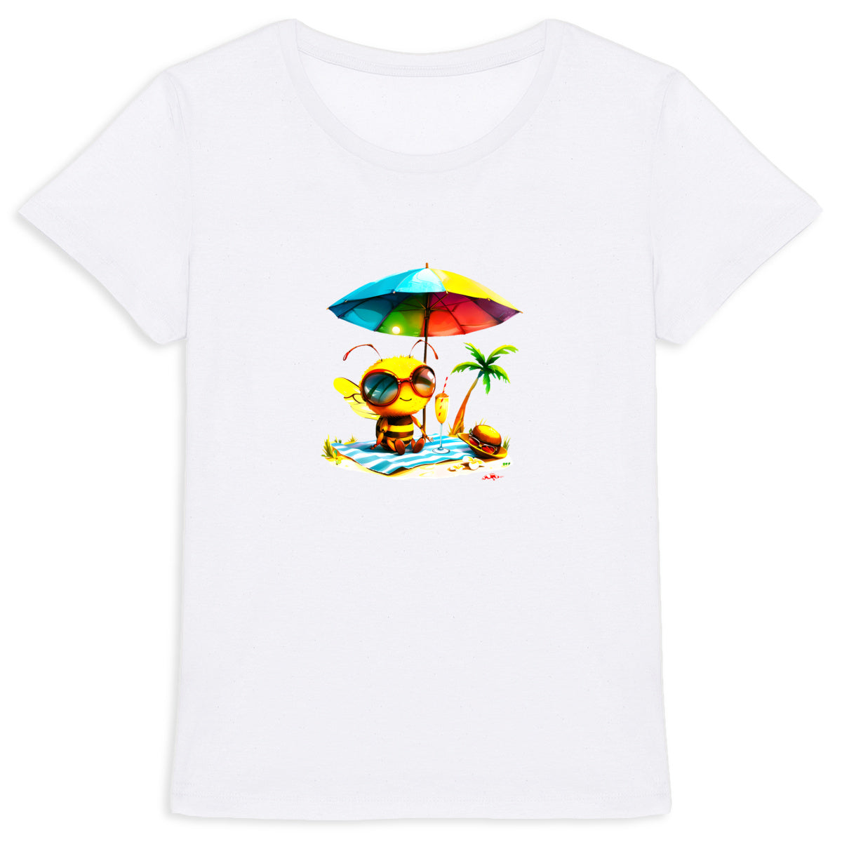 Chilling Bee at the Beach Front T-shirt Femme à Col Rond