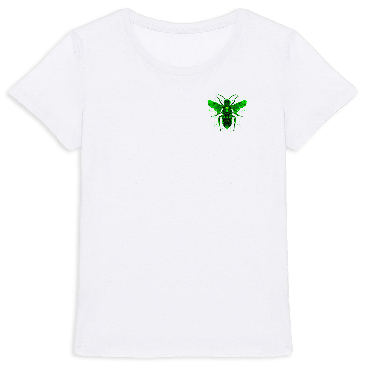 Eletronic Chip Green Bee 1 Logo T-shirt Femme à Col Rond