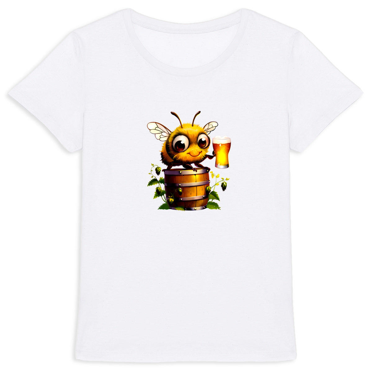 Bee Drinking Beer 2 Front T-shirt Femme à Col Rond