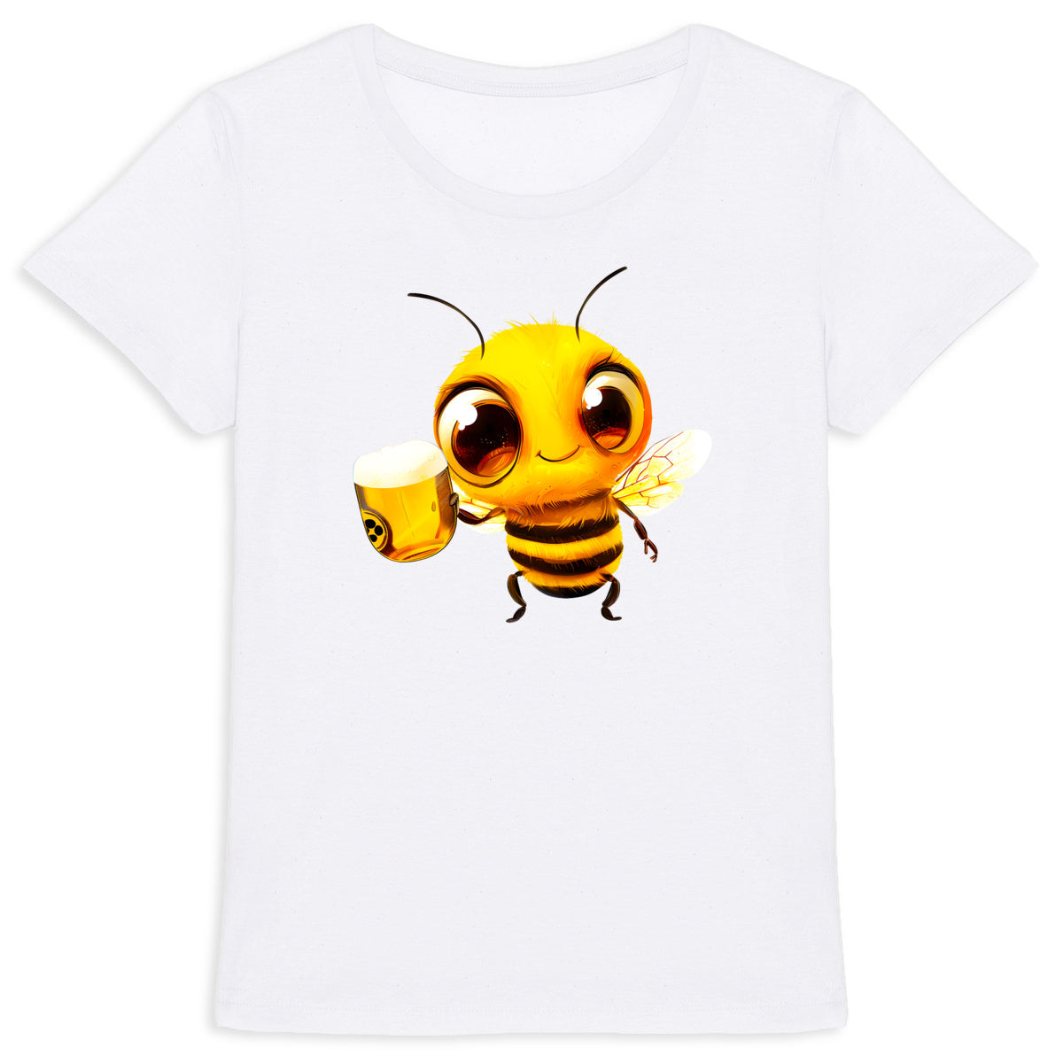 Bee Drinking Beer 2 Front T-shirt Femme à Col Rond