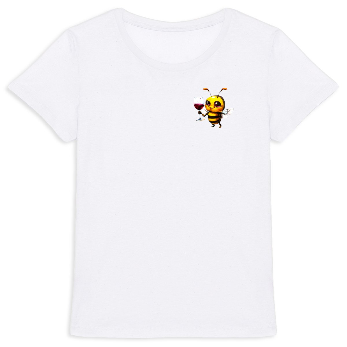 Bee Drinking Wine 2 Logo T-shirt Femme à Col Rond