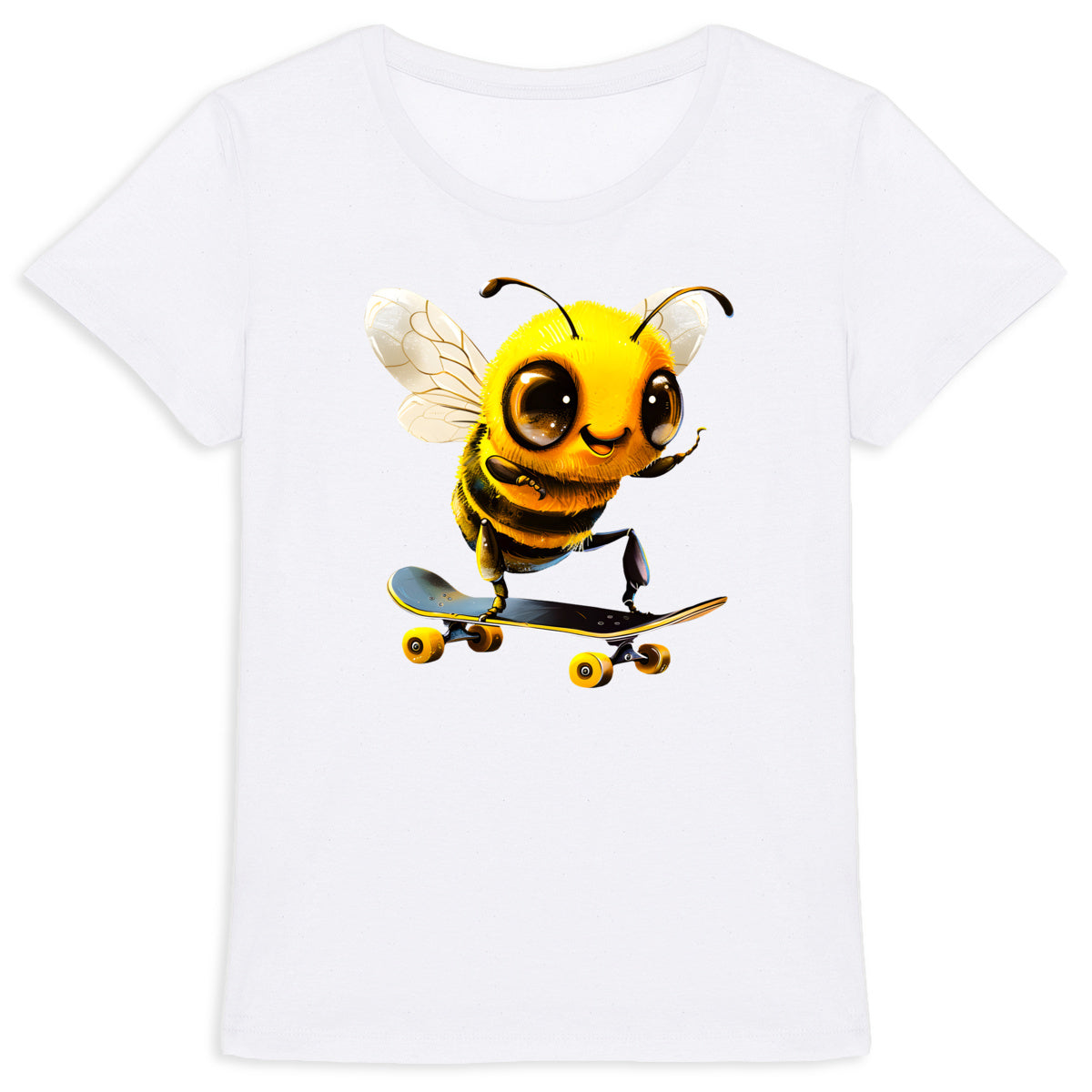 Skateboarding Bee Front T-shirt Femme à Col Rond