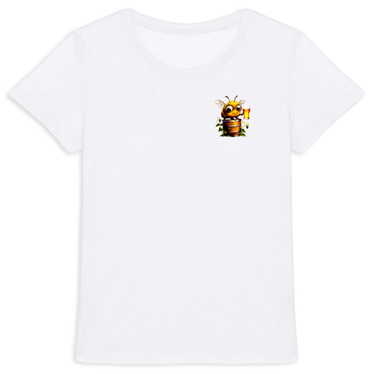 Bee Drinking Beer 2 Logo T-shirt Femme à Col Rond