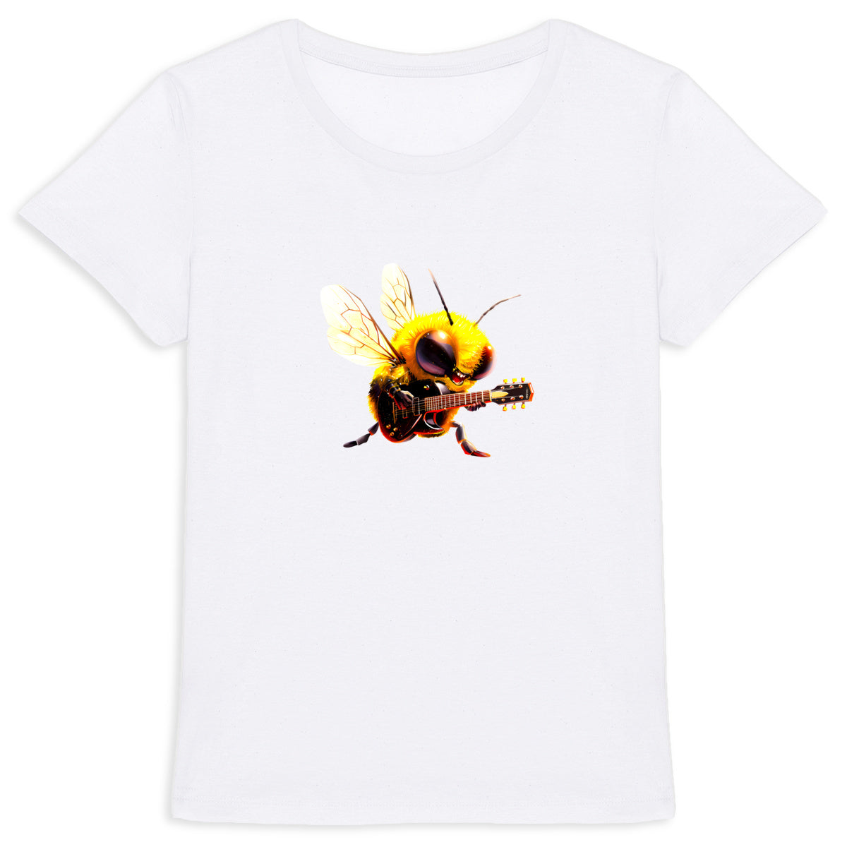 Guitar Bee 2 Front T-shirt Femme à Col Rond