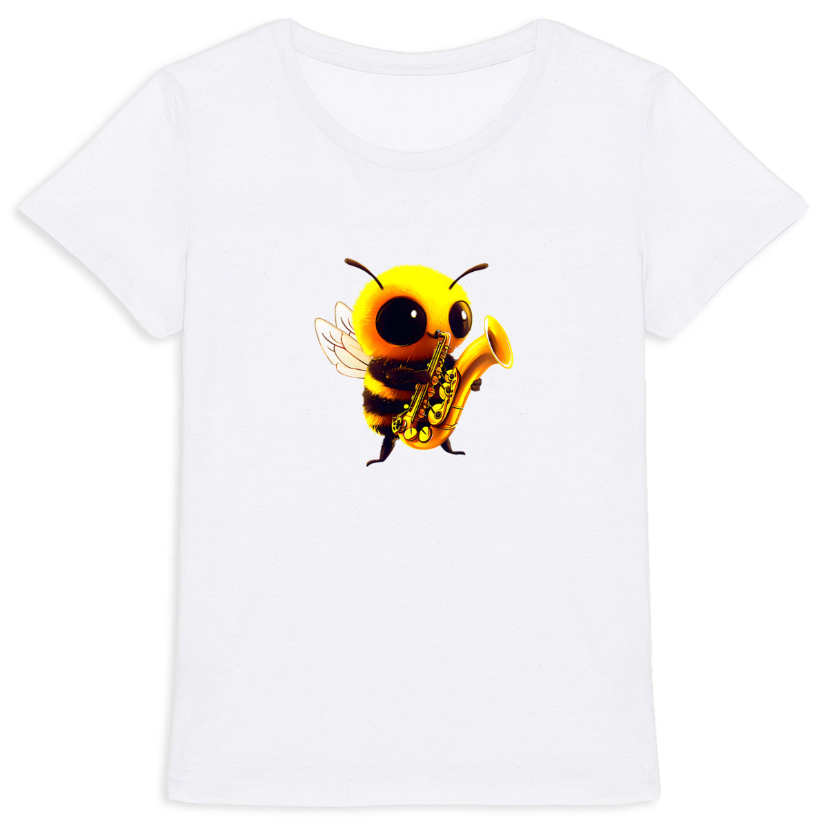 Saxophone Bee 1 Front T-shirt Femme à Col Rond