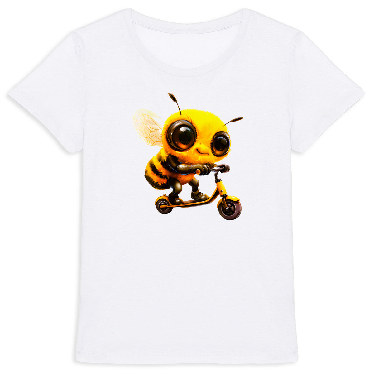 Scootering Bee Front T-shirt Femme à Col Rond