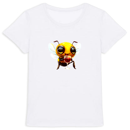 Bee Drinking Wine 1 Front T-shirt Femme à Col Rond