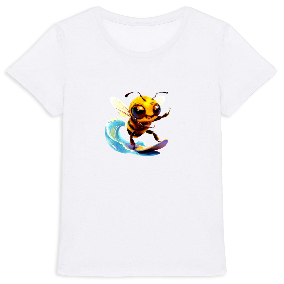 Surfing Bee Front T-shirt Femme à Col Rond