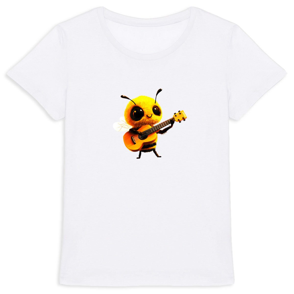 Guitar Bee 1 Front T-shirt Femme à Col Rond