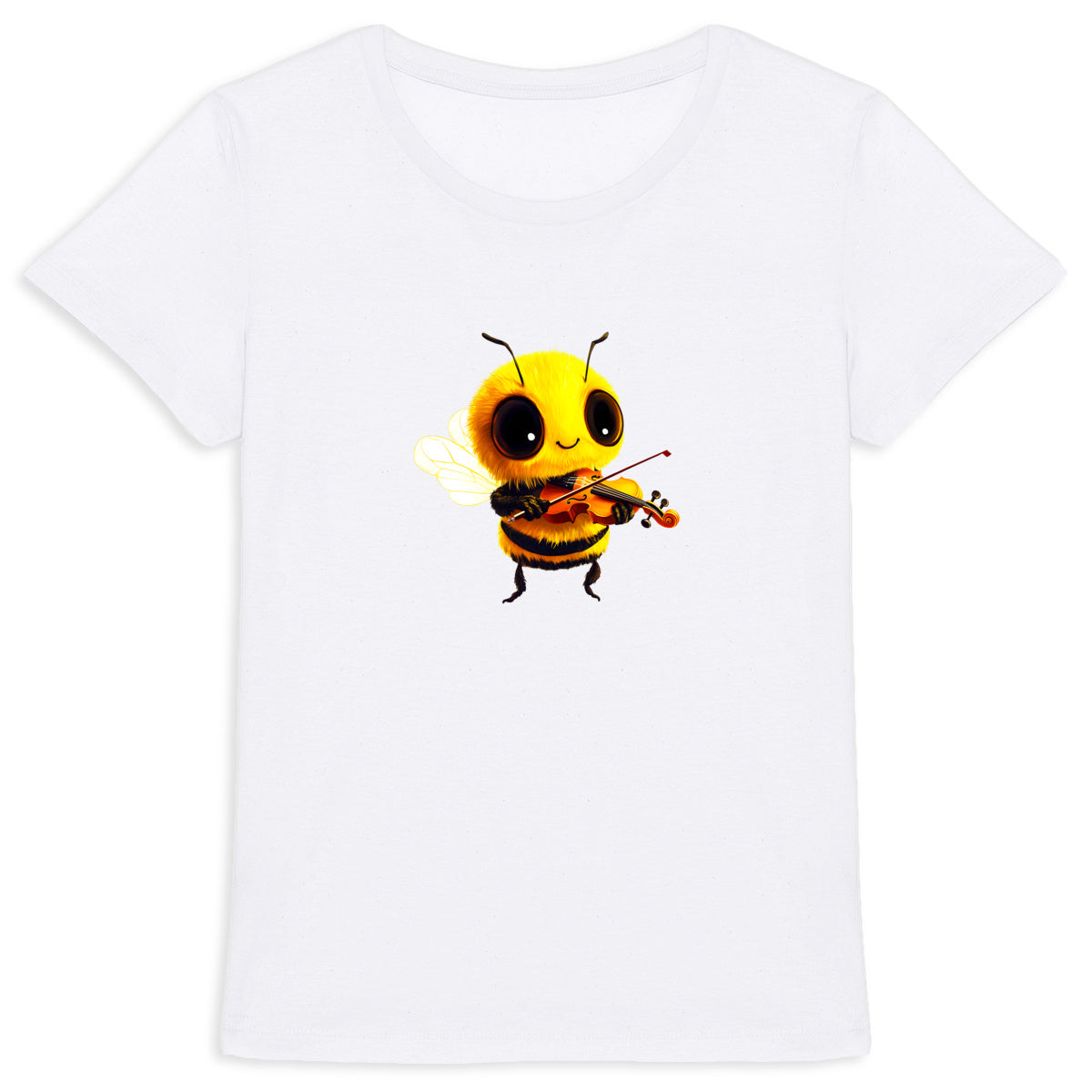 Violin Bee 1 Front T-shirt Femme à Col Rond