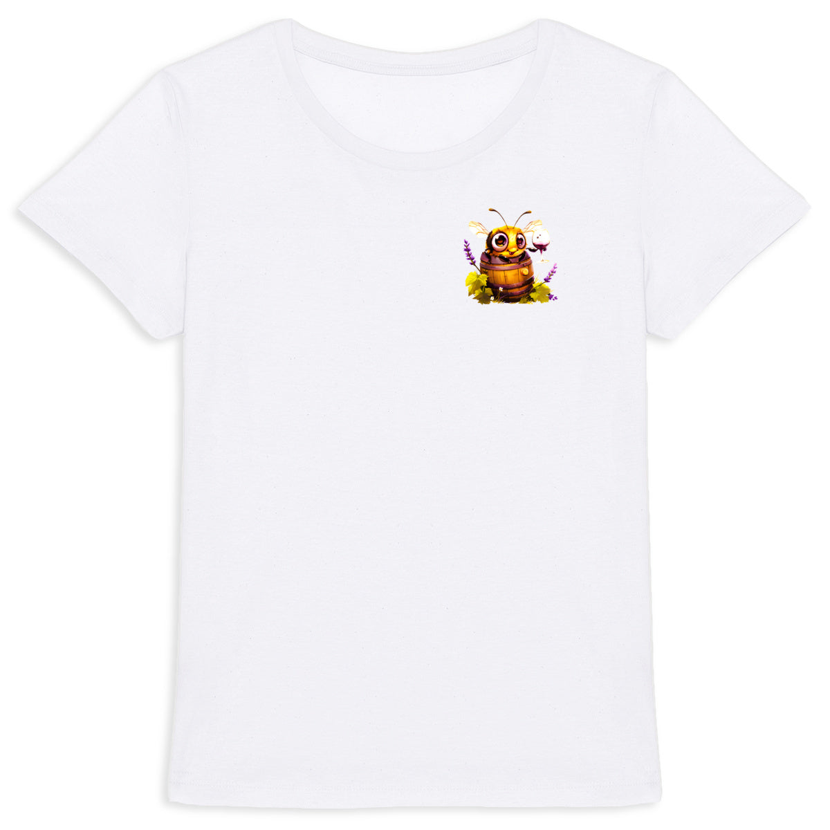 Bee Drinking Wine 3 Logo T-shirt Femme à Col Rond