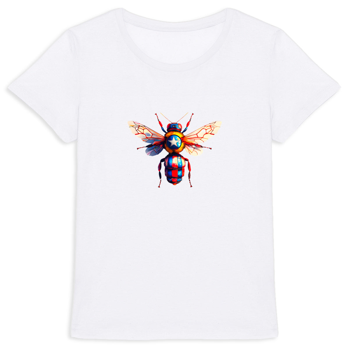 Captain America Bee Front T-shirt Femme à Col Rond