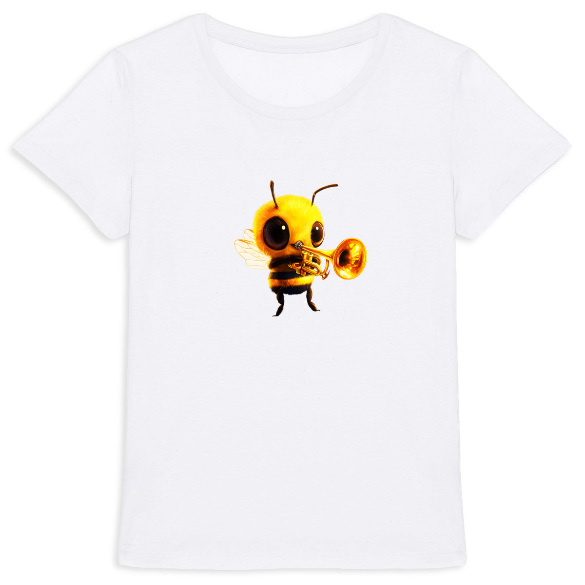 Trumpet Bee 1 Front T-shirt Femme à Col Rond