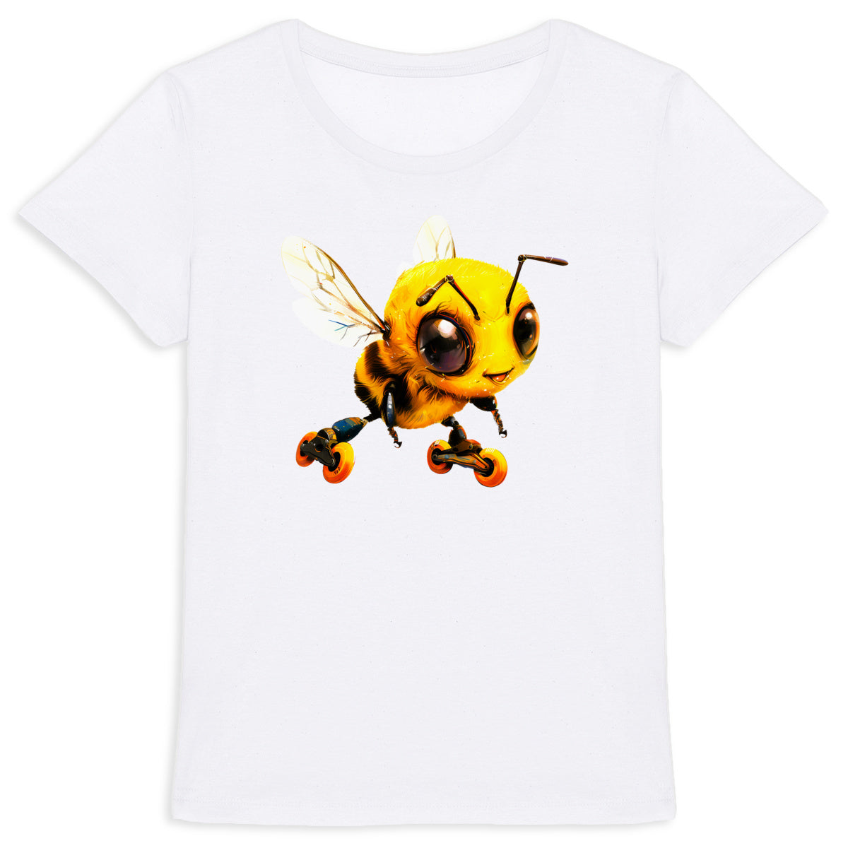 Rollerblading Bee Front T-shirt Femme à Col Rond