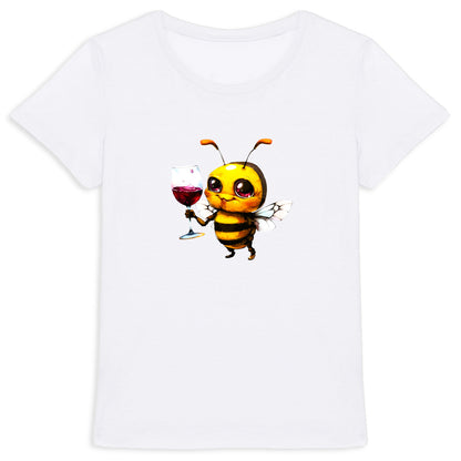 Bee Drinking Wine 2 Front T-shirt Femme à Col Rond