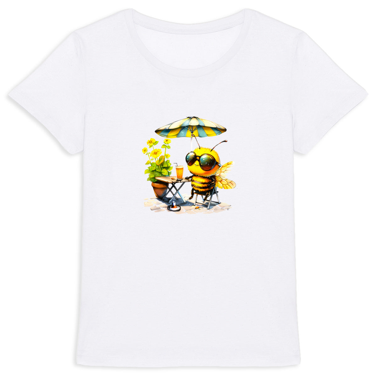 Chilling Bee at the Terrace Front T-shirt Femme à Col Rond