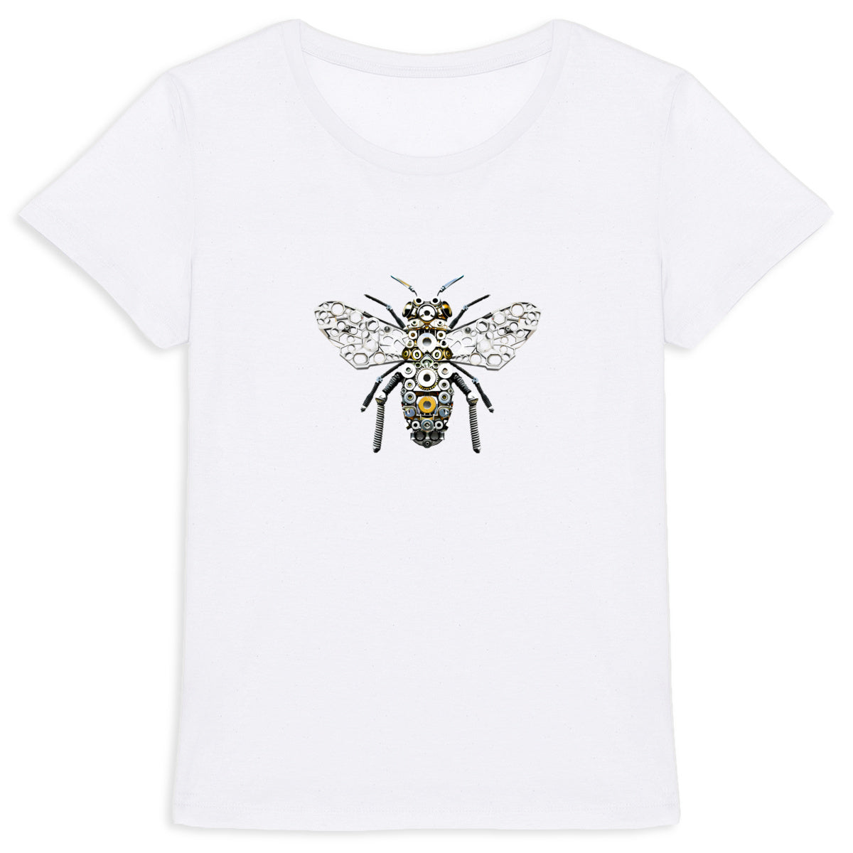 Bee Bolted 5 Front T-shirt Femme à Col Rond 