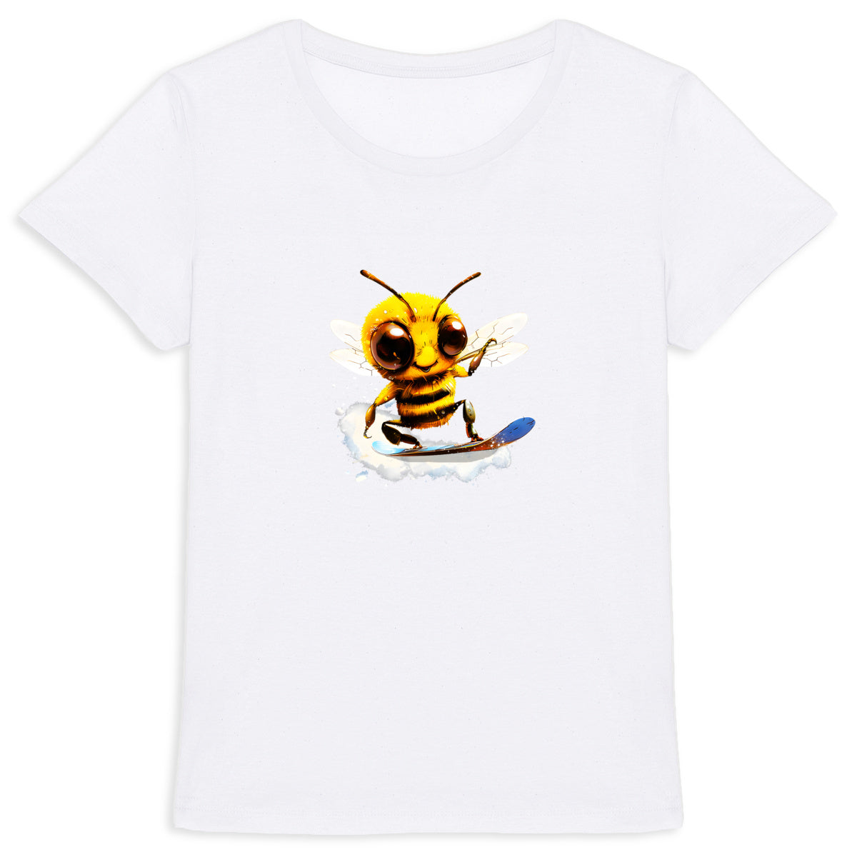 Snowboarding Bee Front T-shirt Femme à Col Rond