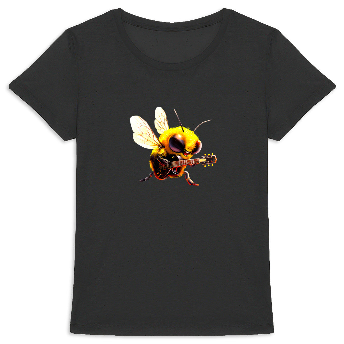 Guitar Bee 2 Front T-shirt Femme à Col Rond