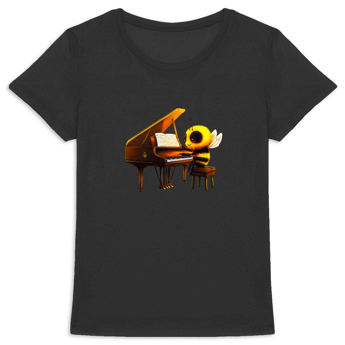 Piano Bee 1 Front T-shirt Femme à Col Rond