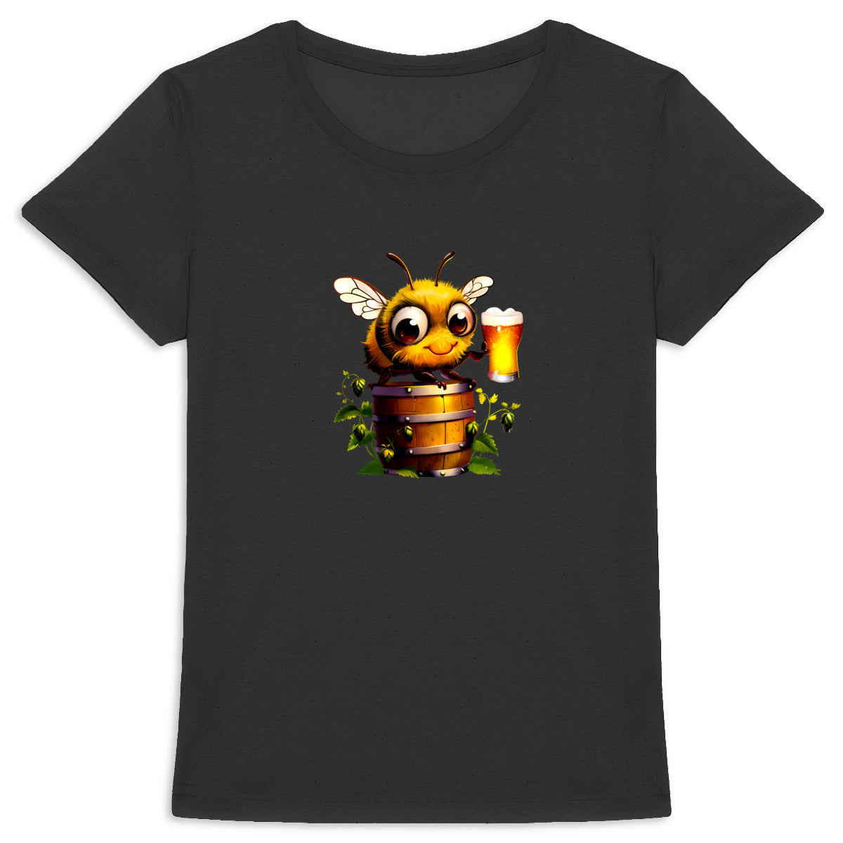 Bee Drinking Beer 2 Front T-shirt Femme à Col Rond