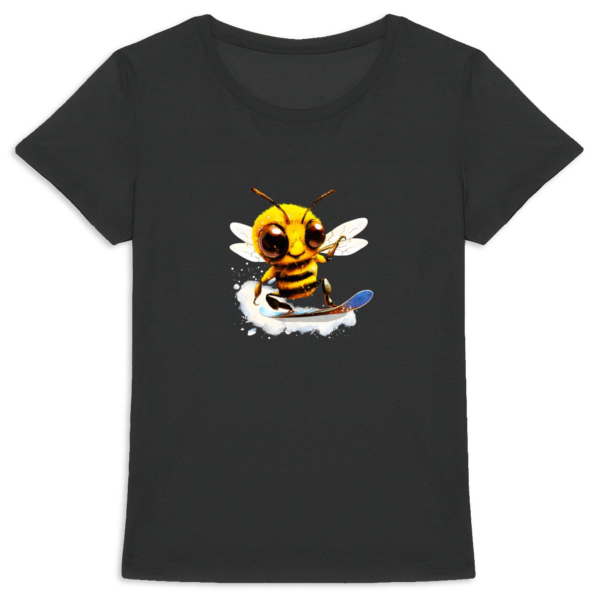 Snowboarding Bee Front T-shirt Femme à Col Rond