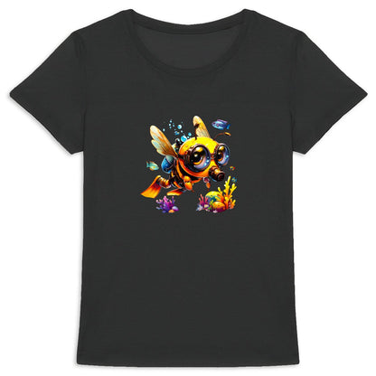 Diving Bee Front T-shirt Femme à Col Rond