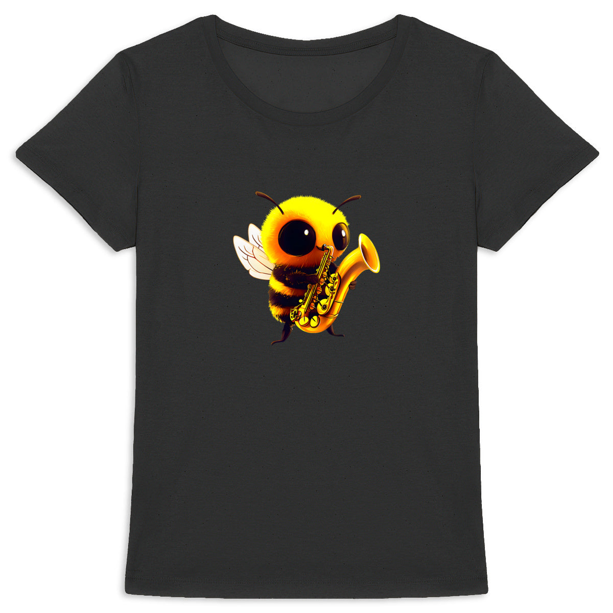 Saxophone Bee 1 Front T-shirt Femme à Col Rond