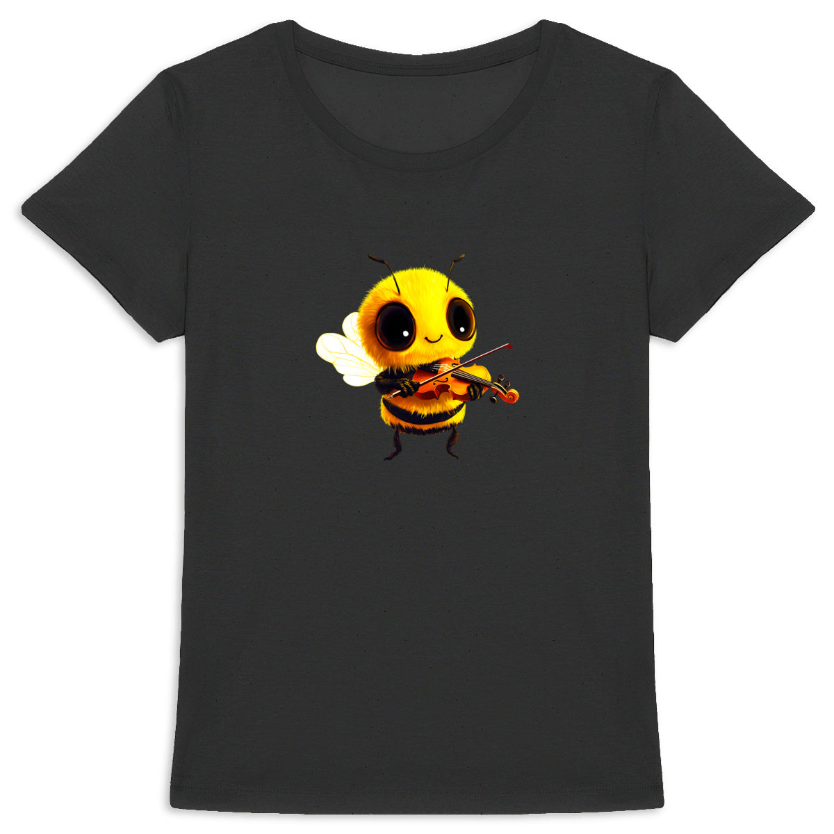 Violin Bee 1 Front T-shirt Femme à Col Rond