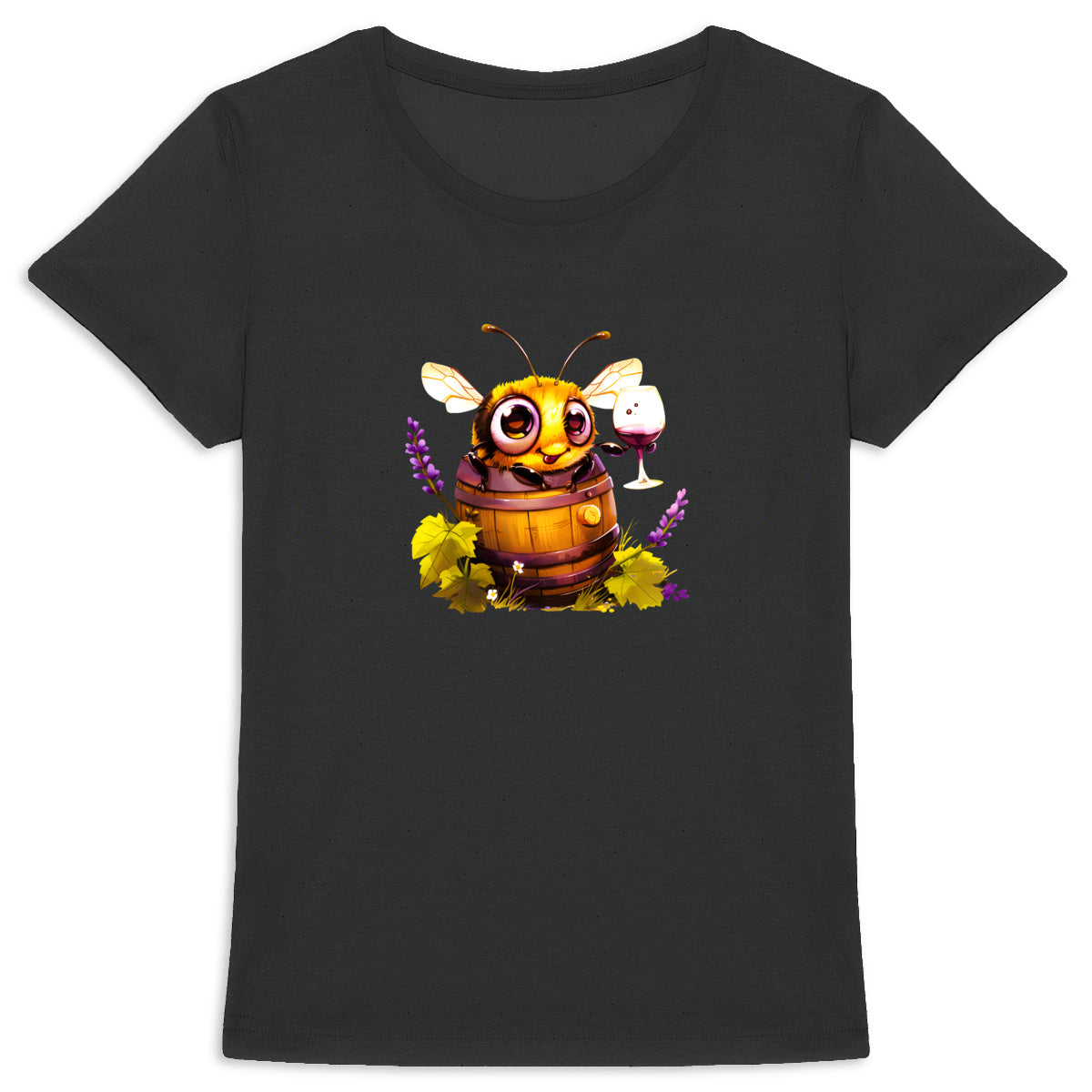 Bee Drinking Wine 3 Front T-shirt Femme à Col Rond