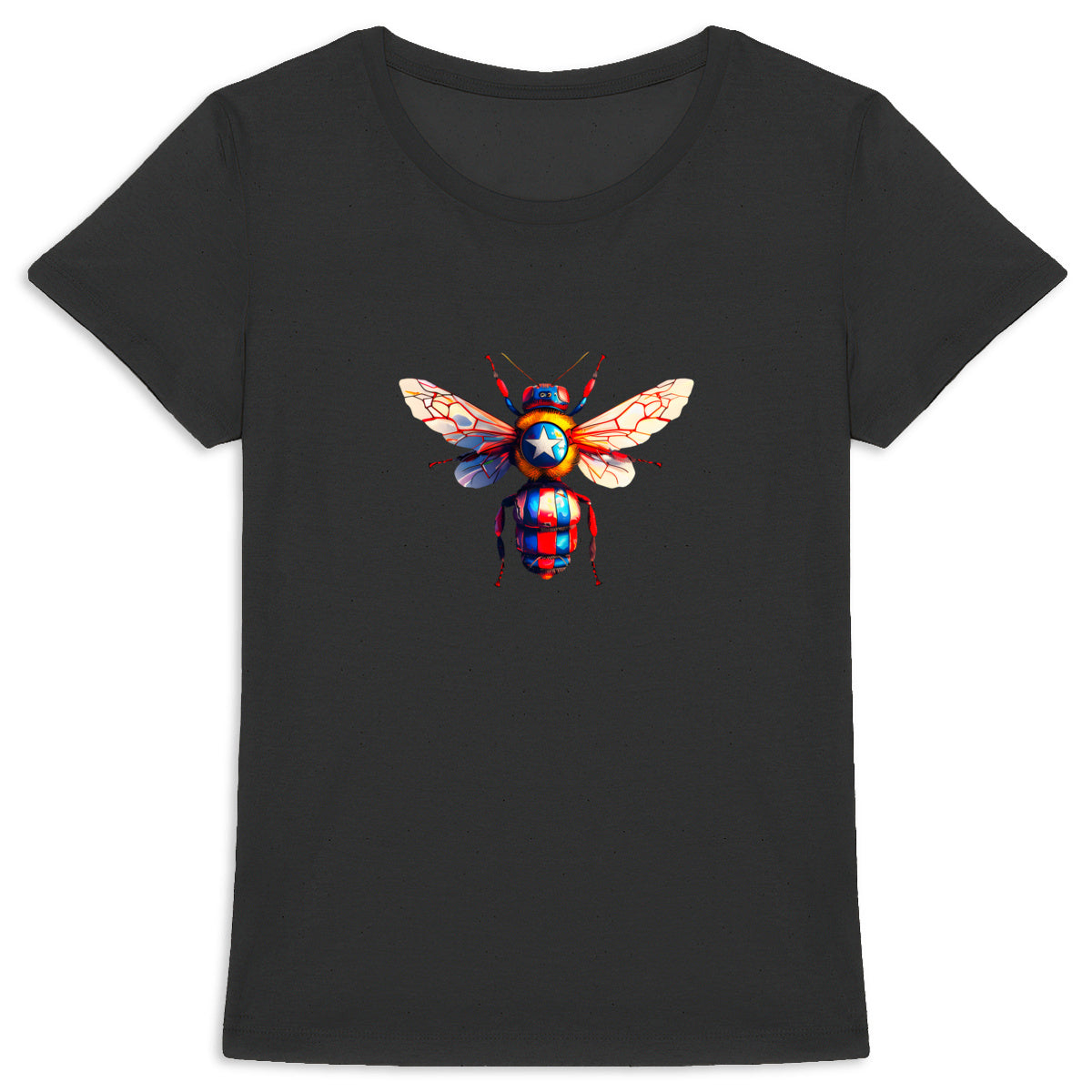 Captain America Bee Front T-shirt Femme à Col Rond