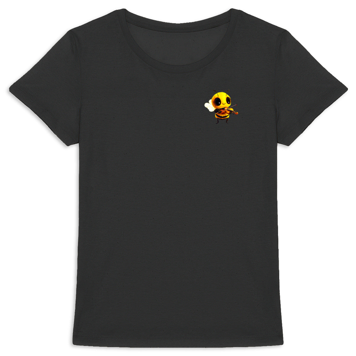 Violin Bee 1 Logo T-shirt Femme à Col Rond