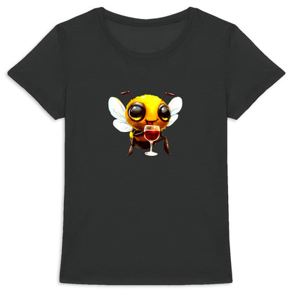 Bee Drinking Wine 1 Front T-shirt Femme à Col Rond