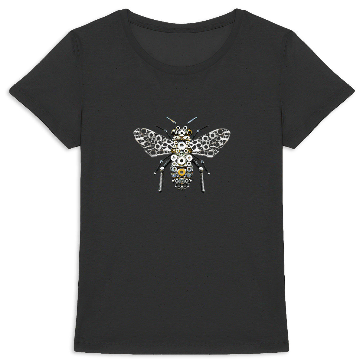 Bee Bolted 5 Front T-shirt Femme à Col Rond 