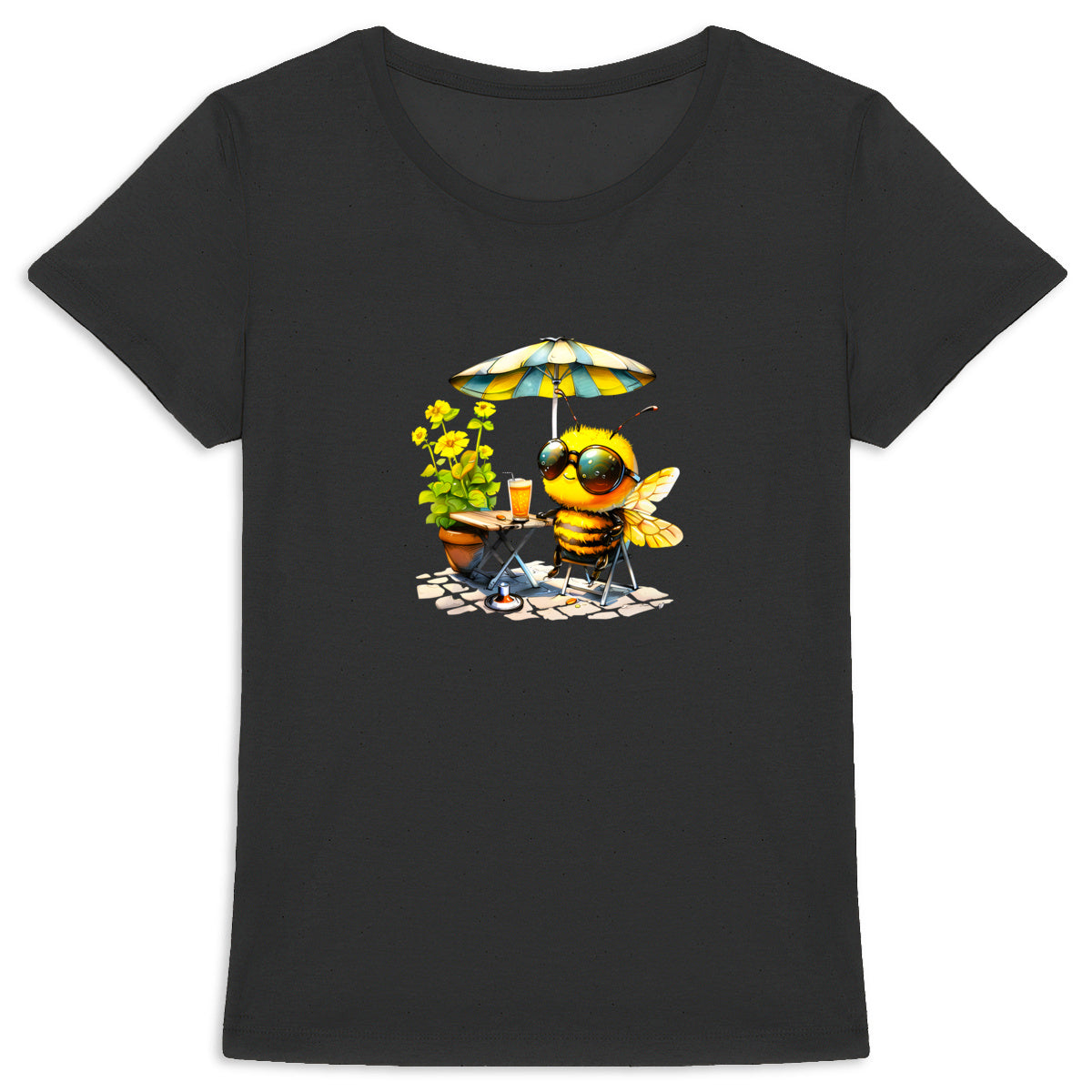 Chilling Bee at the Terrace Front T-shirt Femme à Col Rond