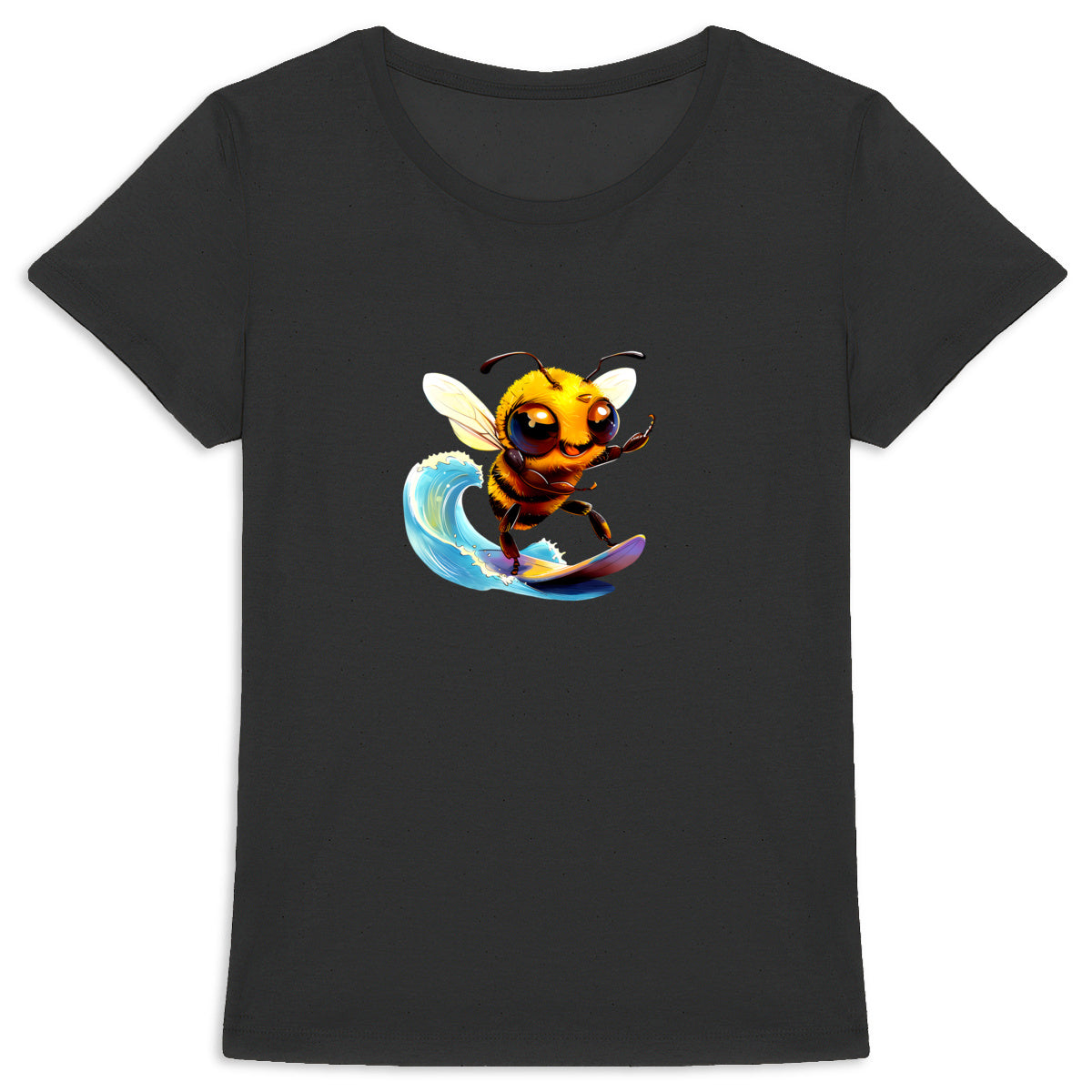 Surfing Bee Front T-shirt Femme à Col Rond