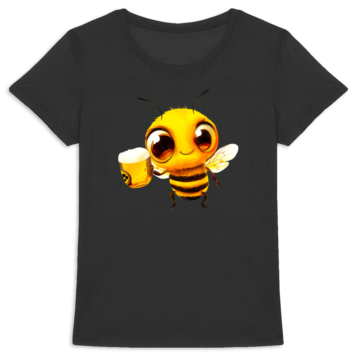 Bee Drinking Beer 2 Front T-shirt Femme à Col Rond