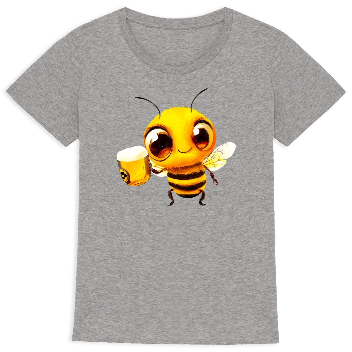 Bee Drinking Beer 2 Front T-shirt Femme à Col Rond