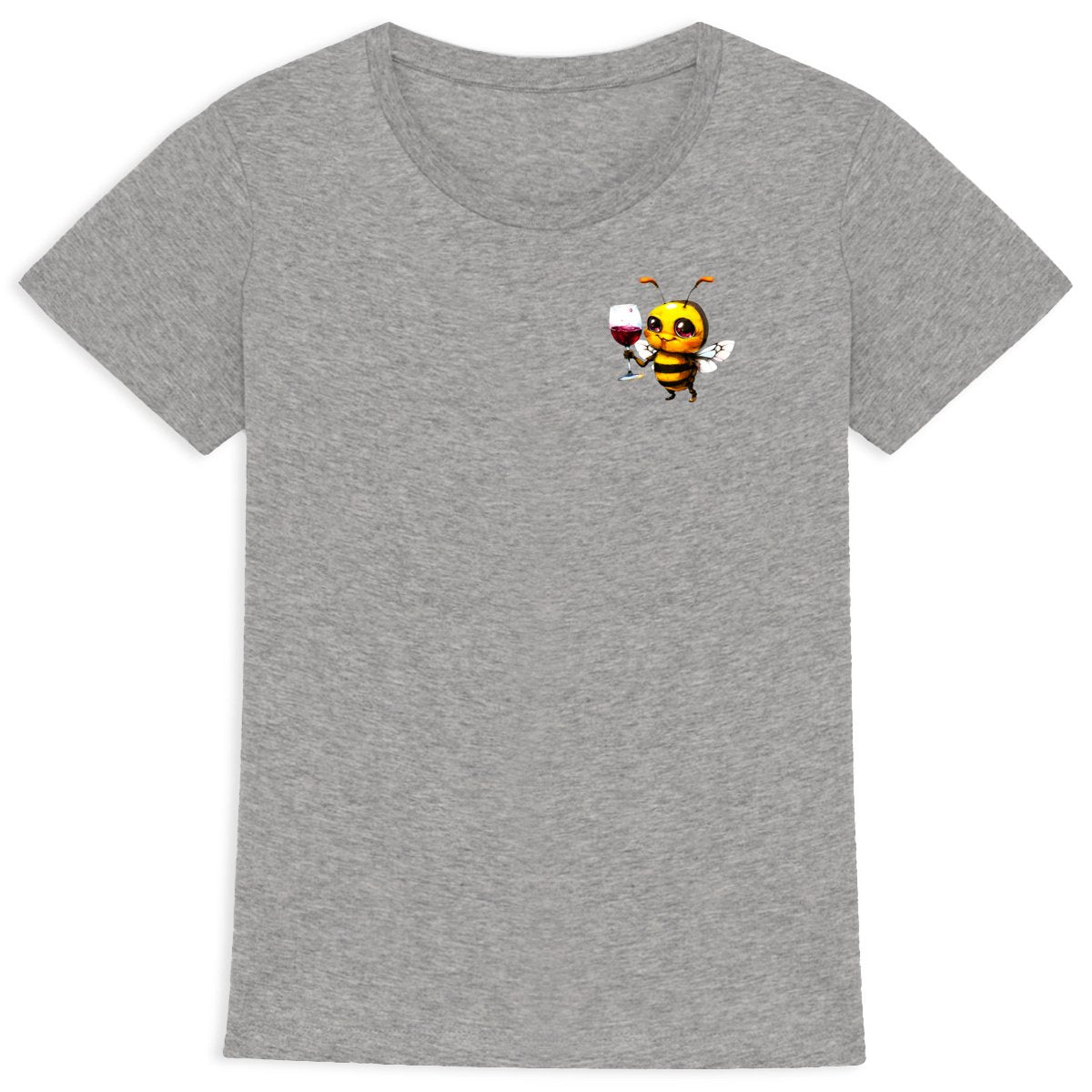 Bee Drinking Wine 2 Logo T-shirt Femme à Col Rond