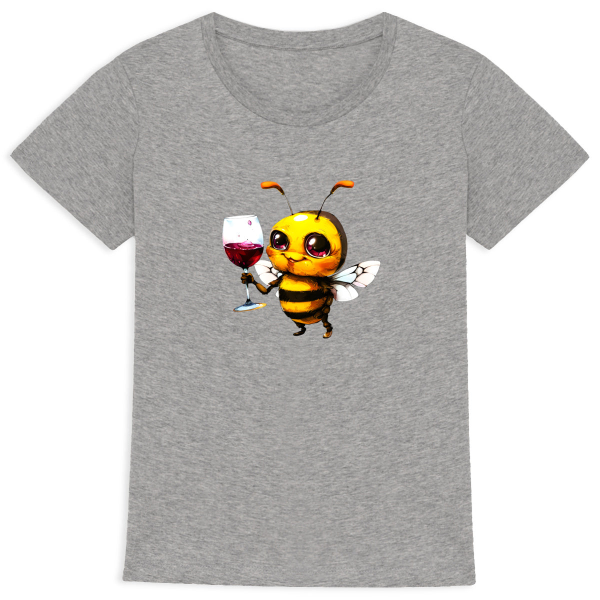 Bee Drinking Wine 2 Front T-shirt Femme à Col Rond