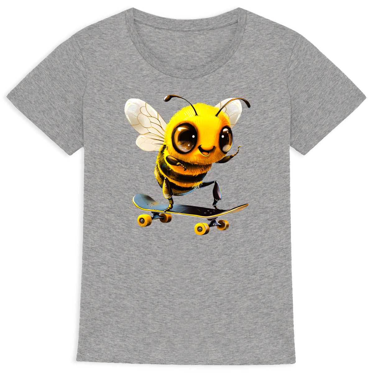 Skateboarding Bee Front T-shirt Femme à Col Rond