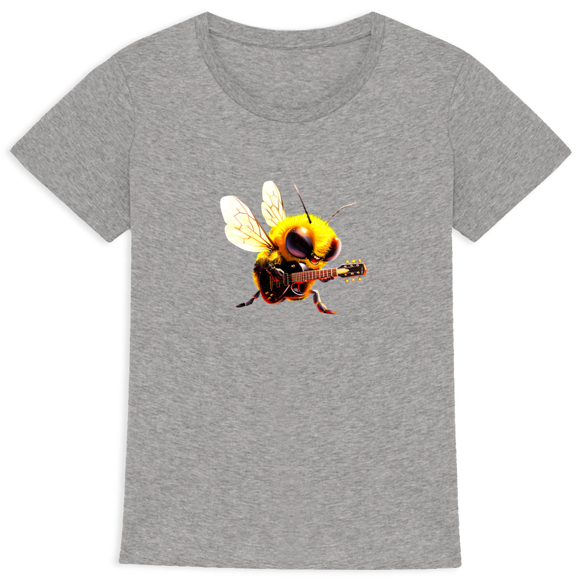 Guitar Bee 2 Front T-shirt Femme à Col Rond