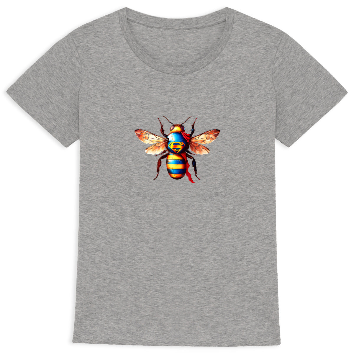 Super Man Bee Front T-shirt Femme à Col Rond