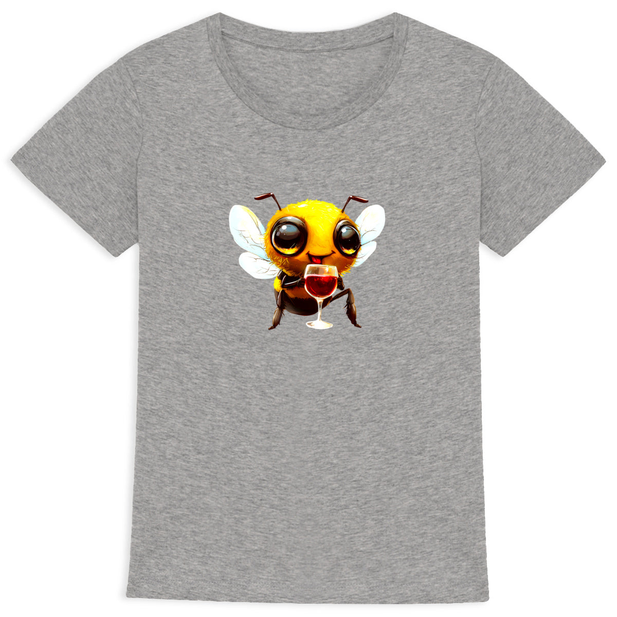 Bee Drinking Wine 1 Front T-shirt Femme à Col Rond